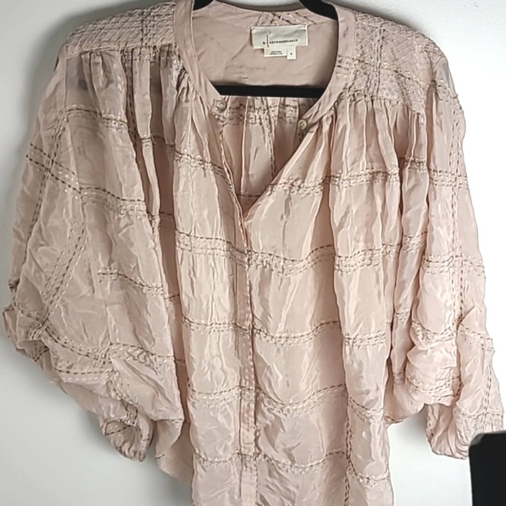 Anthropologie Pink Dolman Sleeve Oversized Shirt